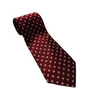Bill Robinson Red Geometric Square Tie 100% Silk EUC